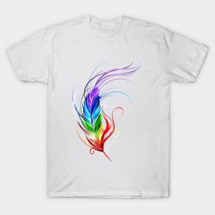 Rainbow Feather on White Background T-Shirt